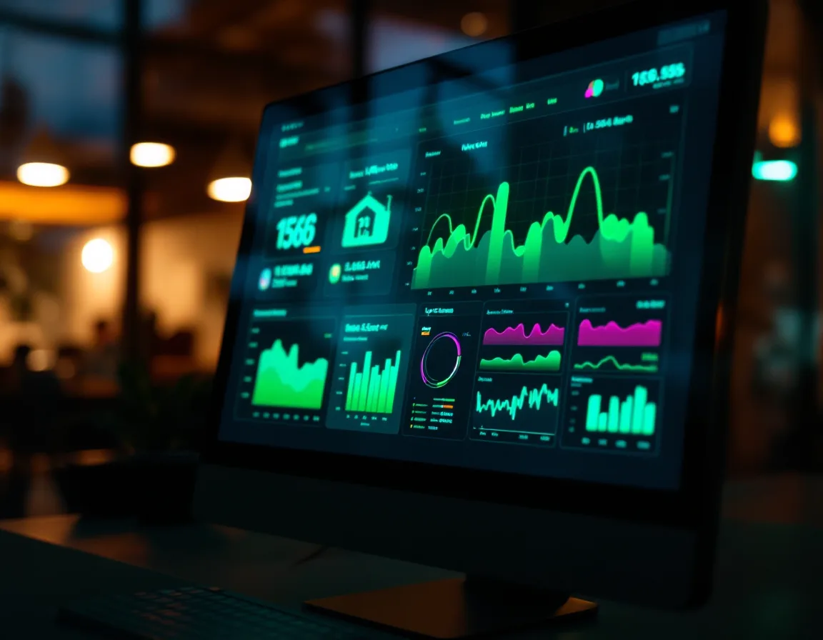 A network monitoring dashboard glowing on a dark screen